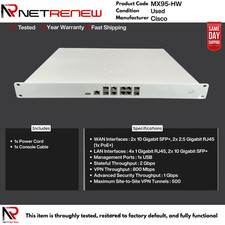 MX95-HW Cisco Meraki Cloud Managed Router Security Appliance Tested