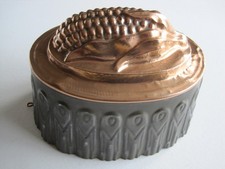 ANTIQUE VICTORIAN COPPER & TIN CORN ON THE COB TOP JELLY MOULD