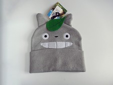 Studio Ghibli My Neighbor Totoro Smiling Big Face Leaf Grey Cuff Beanie Cap Hat