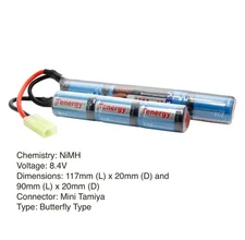 Tenergy 8.4V NiMH Airsoft 1600mAh Butterfly