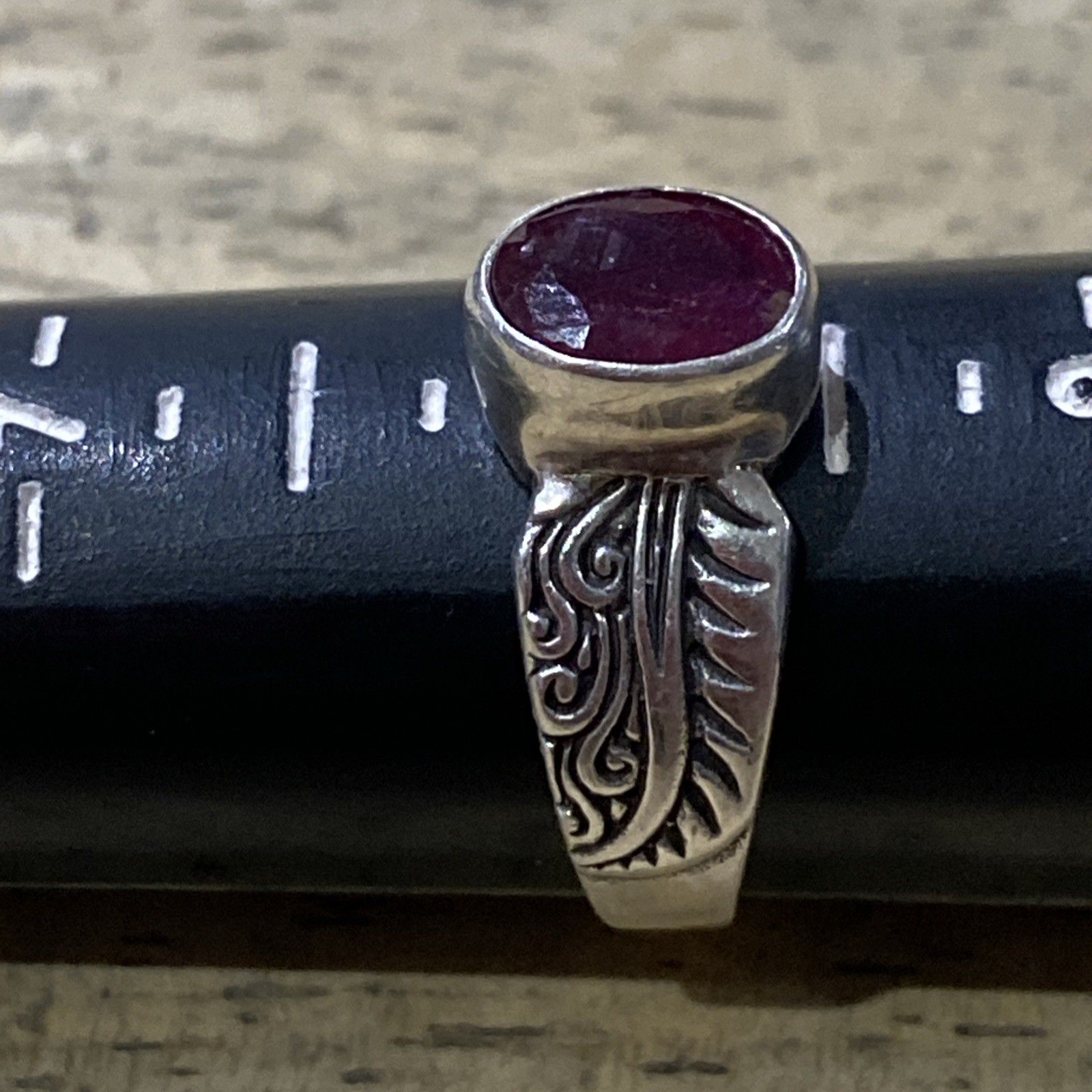 Ruby Ring, Silver Band - image 12
