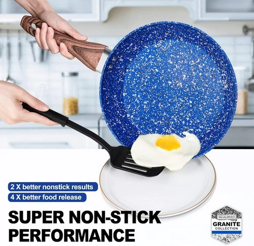 2 Packs Nonstick Frying Pan Granite Stone Frying Skillet Nonstick Coating