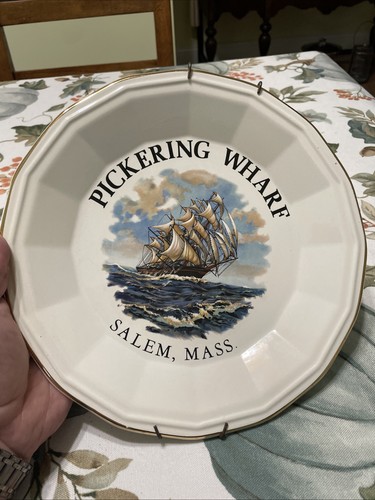 Pickering Wharf Salem, MASS Plate Gold Rim