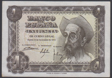 Spain 1 Peseta  19-11-1951  XF   P. 139b,   Banknote, Circulated