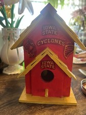Iowa State Cyclones Red Yellow Wooden Freestanding Bird House Decor