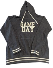 EUC J America Women's XL Game Day Gray Striped Hooded Sweatshirt
