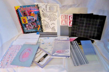 Scrapbook lot card making paper collection/crafts 4 divided Plastic pouches Lot
