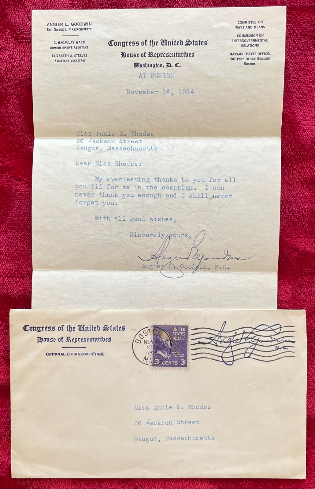 SENATORS REP'S GOVERNORS HOUSE SPEAKER & WHITE HOUSE LETTERS