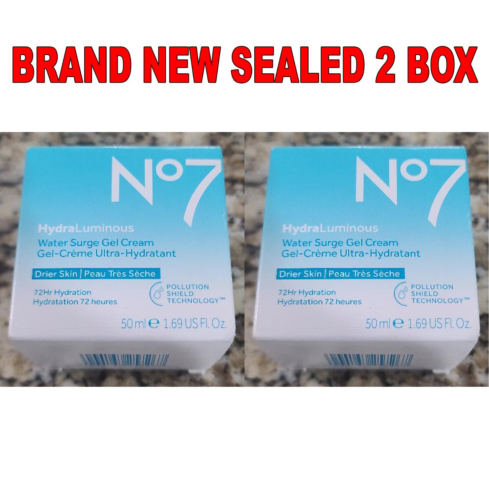 No7 HydraLuminous Water Surge Gel Cream Drier Skin 72hr Hydration1.69oz