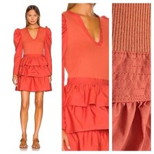 Ulla Johnson Amiri Orange Mesa Ruffle Dress
