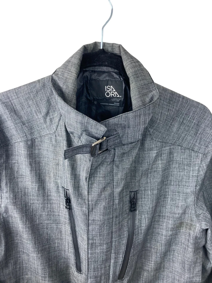 Chaqueta Isaora Gris Cremallera A Presión Hebilla Frontal Cremallera Bolsillos Talla Mediana Foto 2 de 4