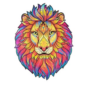 Wooden Jigsaw Puzzles for Adults and Kids Unique Shape Lion Jigsaw Pieces Best Gift Family Game Play Collection for Decorative,Small Size 8.3X7.5inches,110pieces