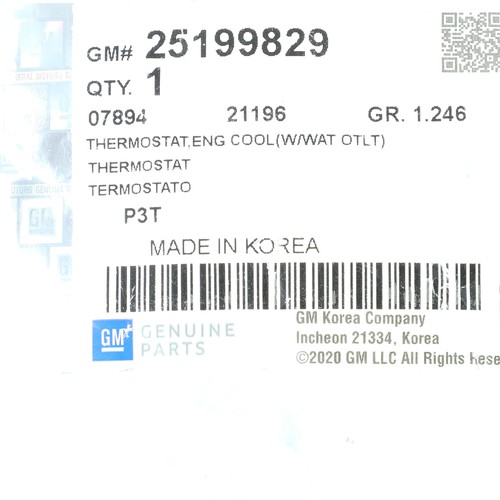 Genuine GM 2011-2019 Chevrolet Sonic Cruze Engine Coolant Thermostat 25199829 - Picture 6 of 6