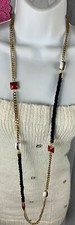 Costume Fashion Jewelry Necklace 54 inch red white  blue long necklace