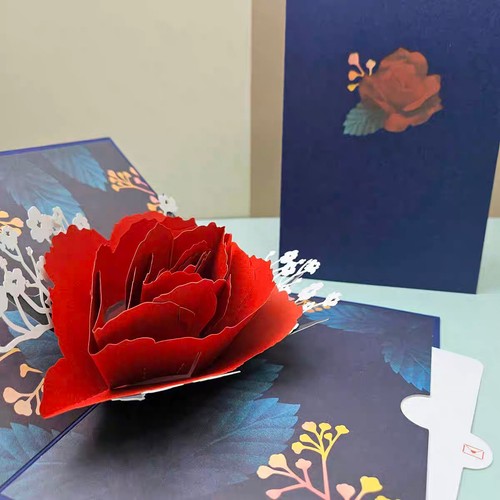 Geburtstagkarte 3D Rosen Pop-Up Karte Glückwunschkarte Grußkarte mit roter Rose - Bild 4 von 6