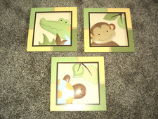 Set of 3 Papagayo by Lambs  Ivy Pictures Alligator, Turtle and Monkey