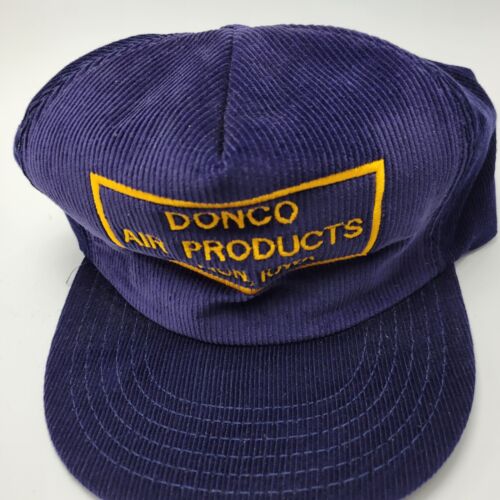 Donco Air Products Albion Iowa Corduroy Hat Cap Blue Snapback Vintage Usa B12D - Picture 1 of 5