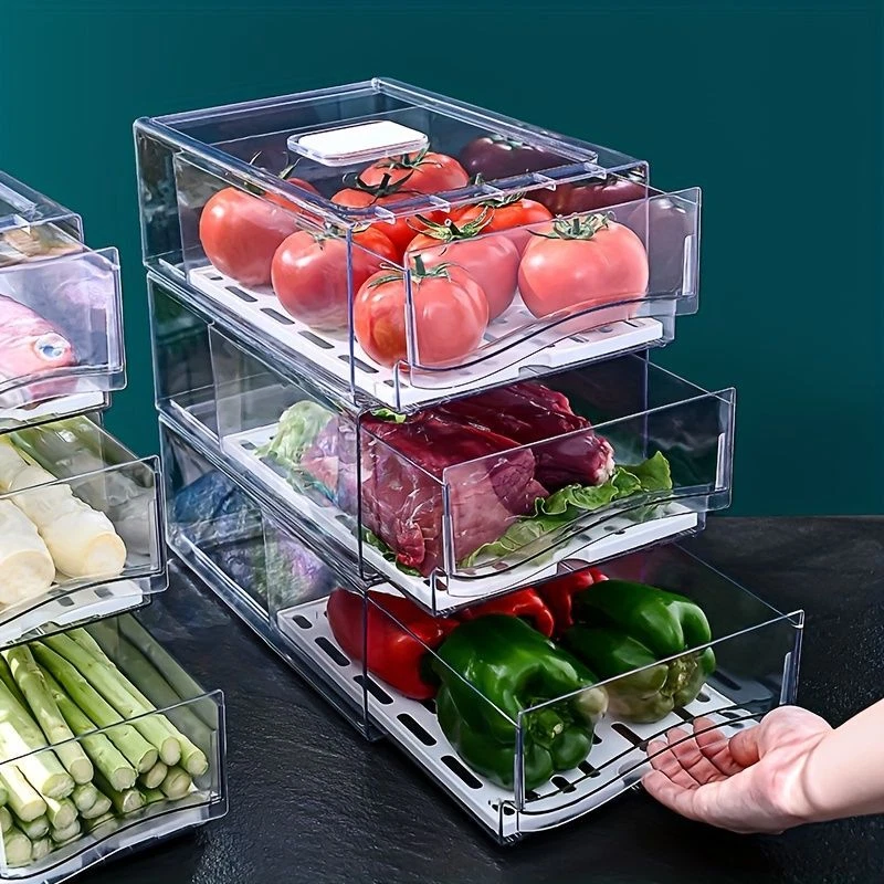1pc Kitchen Refrigerator Storage Box Drawer Type Eggs And Meat Food Frozen