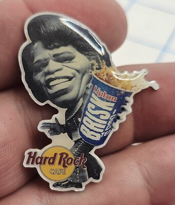 VTG Lapel Pinback Gold Tone James Brown Lipton Ice Tea Hard Rock Cafe 