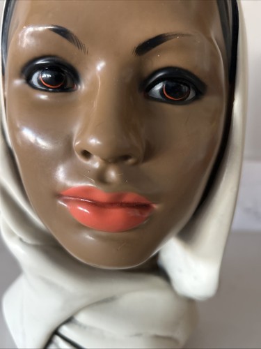 Vtg MCM MARWAL Chalkware Bust Middle Eastern Woman India Headscarf Hijab 10.5" H - Picture 11 of 11