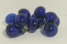 Vintage Cobalt Blue Glass Grapes Cluster Decor Retro Mid Century Decor