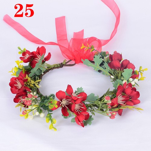 Flowers Headband Head Garland Hair Band Crown Wreath Festival Boho Beach Wedding - Picture 46 of 49