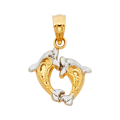 Gold - 14K Bicolor Gold Delphin Anhänger