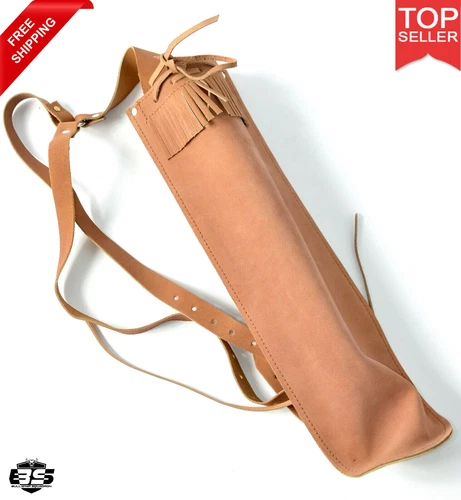 Back Arrow Quiver Genuine Suede Leather Arrow Holder Traditional Quiver - Picture 1 of 7