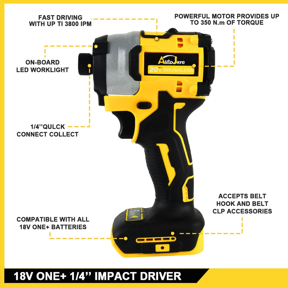 Para DEWALT DCB205 20V MAX XR Taladro Inalámbrico Destornillador de Impacto 1/4" Herramienta de 4 Velocidades Solo Foto 2 de 4