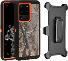 For Galaxy S23 ONLY Defender Case With Belt Clip Fits Otterbox Orange/Tree