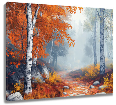 Autumn Forest Nature Scenery Fall Abstract Wall Art for Bathroom Living Room