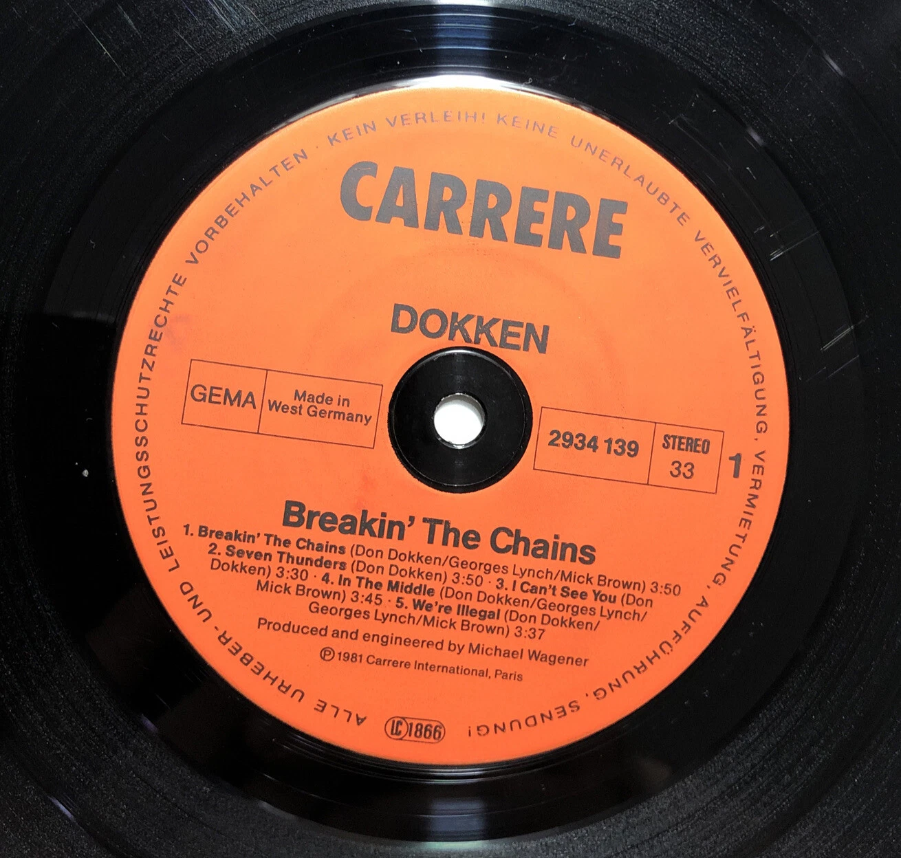 Dokken – Breakin' The Chains EXCELLENT+ Vinyl LP 1981 Carrere 2934 139 - Picture 6 of 6