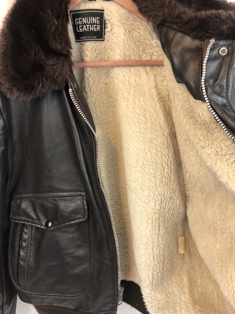 Vintage G-1 Leather Bomber Jacket Size 44 USA A-2 Genuine | eBay