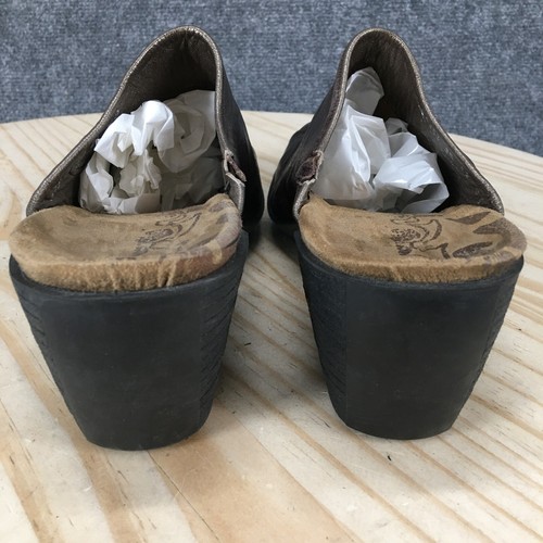 Romika Shoes Womens R39 L40 Mules Clogs Heels Slip On Brown Leather Round Toe - Picture 9 of 16