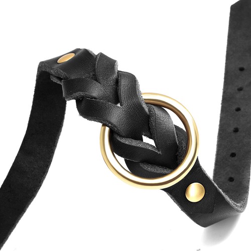Braided Leather Pet Dog Collar Heavy Duty Adjustable for Medium Large Dogs Black - Picture 9 of 16