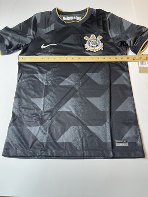 Nike Corinthians Official Away Jersey Black Brasil Soccer Men's Sz