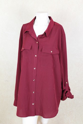 Charter Club Womens Red Button Front Collared Top Blouse Shirt Size M NWT B10D3 - Picture 3 of 6