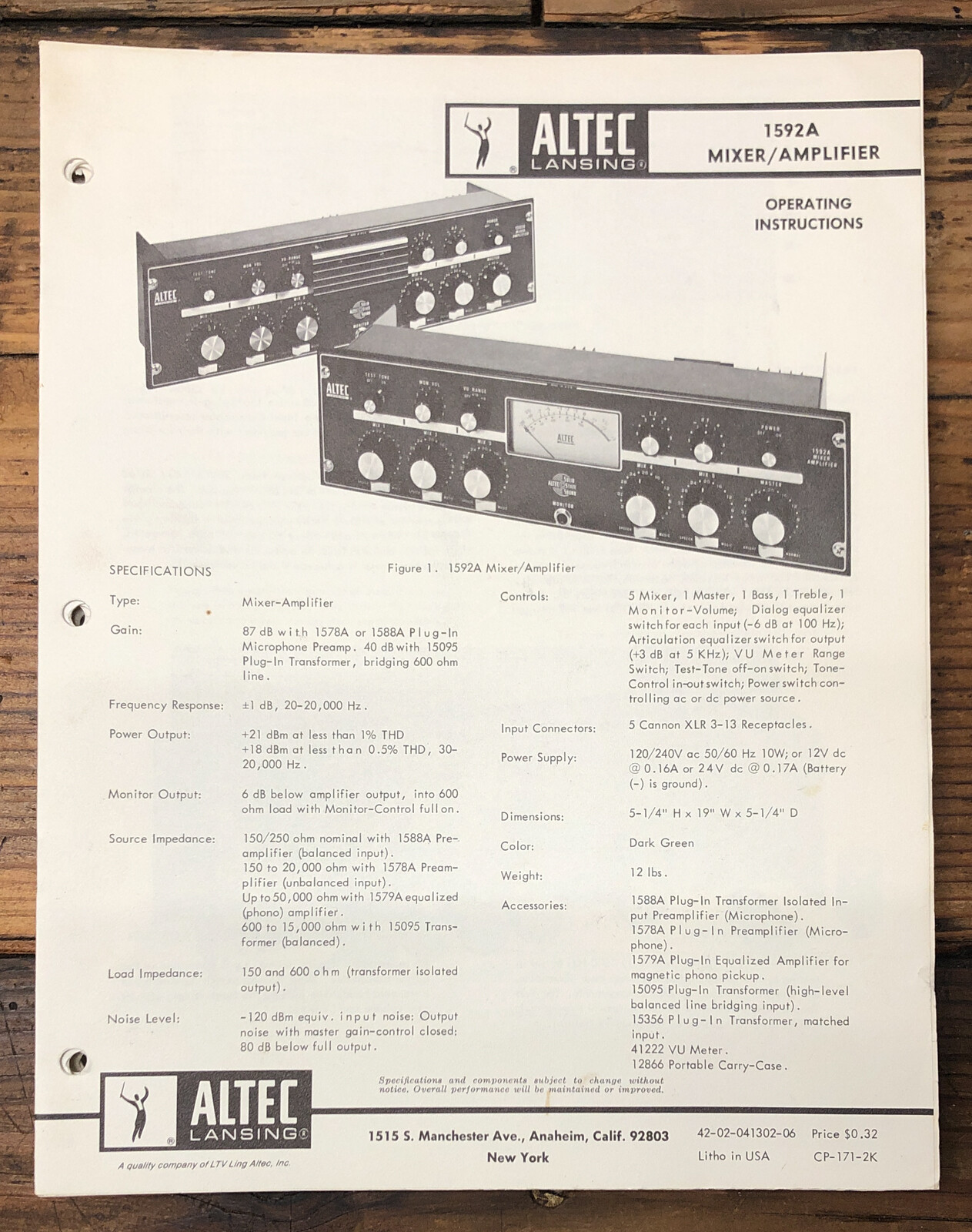 Altec 1592A vintage audio equipment - eBay listing photo 1