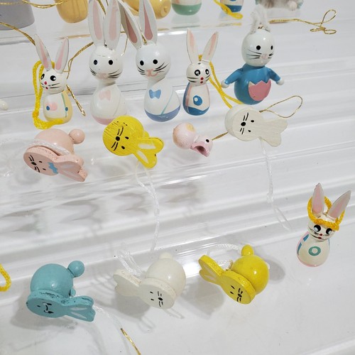 Lot 42+ Vintage Wooden Miniature Easter Bunny Eggs Chick Ornaments up to 1.5" - Picture 5 of 9