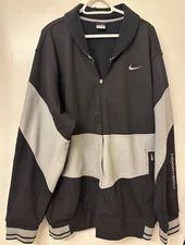 Nike Hoop Tech Track Jacket Mens XL Black Gray Zip Pockets Fleece Lined Warm Up