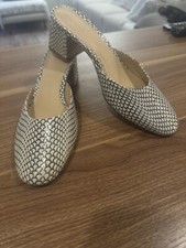 Reformation Marina Spotted Snake Leather Block Heel Mule Size 7.5