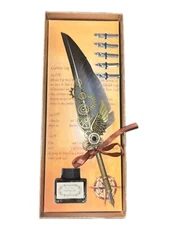 Feather Quill Pen and Ink Set - Calligraphy Dip Pen Antique Feather Pen Set