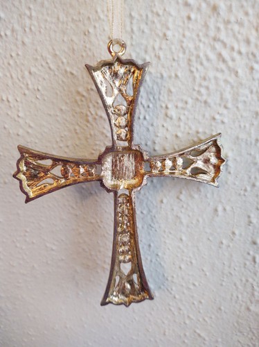 Vintage Dillards Borten Handarbeit Schmuck lila & rosa Kreuz Ornament - Bild 5 von 7