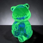 Fenton Clear Glass Sitting Bear Figurine Manganese 365nm UV Glow 3.5" Tall