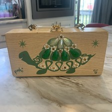 Enid Collins Of Texas Vintage Wooden Purse Box Bag Poki Turtle