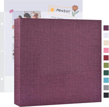 12X12 Inch 3 Ring DIY Scrapbook Photo Album 40 Pages, Purple Linen Cover, 3 Ri