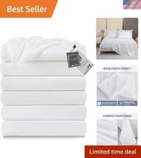 Twin Flat Sheets Pack 6 Soft Microfiber Hotel Bedding Sheets White