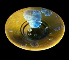 BILL CAMPBELL ART POTTERY CRYSTALLINE DRIP GLAZE  DISH FOOTED DEEP SIGNED 2017