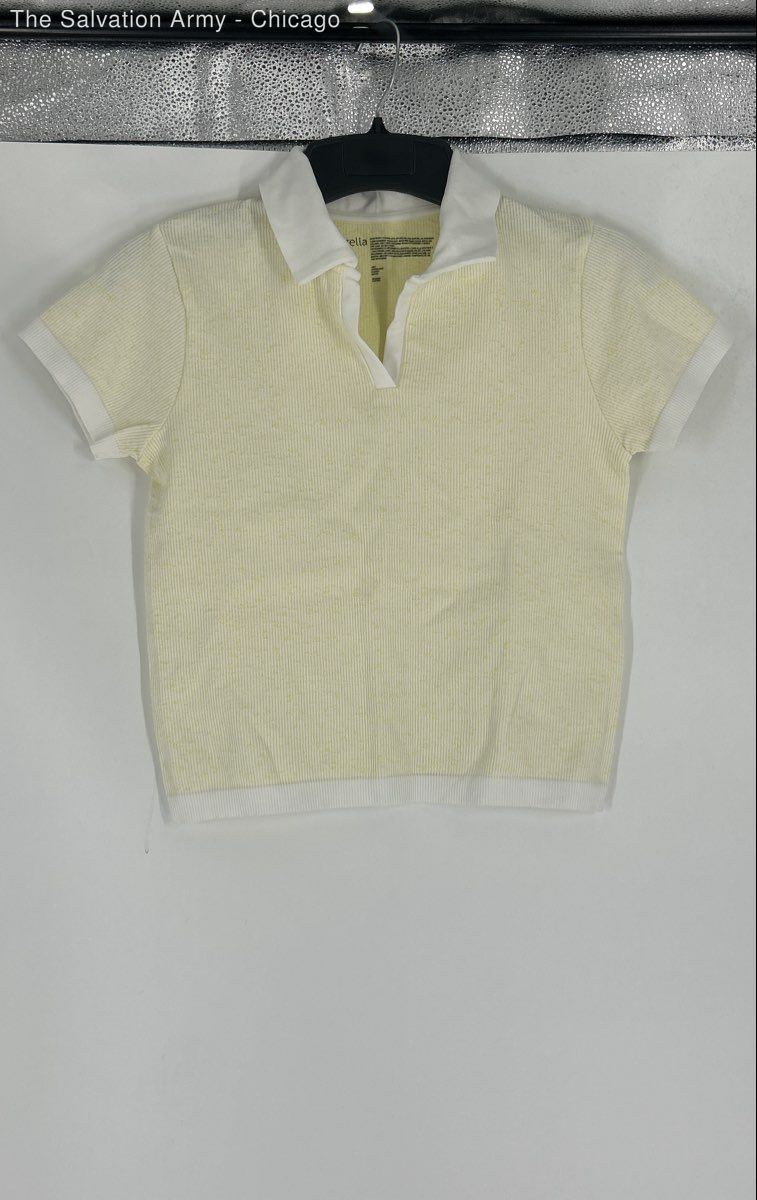 Zella Womens Light Yellow Short Sleeve Collared Polo Shirt Size Large
