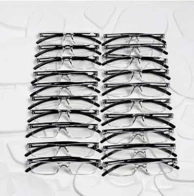 MARKENLOS rahmenlose Lesebrillen mit Blaulichtfilter und schwarzen Bügeln: +1,50 Diopt.